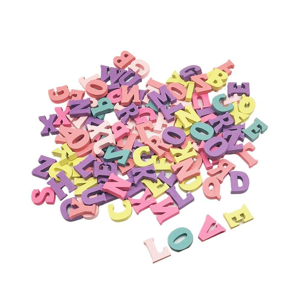 100Pcs Houten Letters Gemengd Thuis Blok Diy Numbers Woord Handgemaakte Alfabet Decoratie Party 15Mm Multi-Gekleurde craft: A