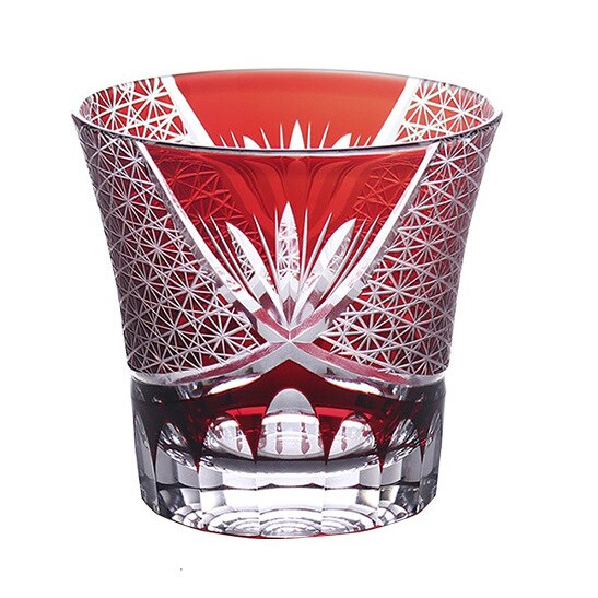 Vaso de Whisky Edo Kiriko, vaso de cristal Vintage, cortado a mano, Whisky Scotch, vaso de Borbón con caja de madera: True red