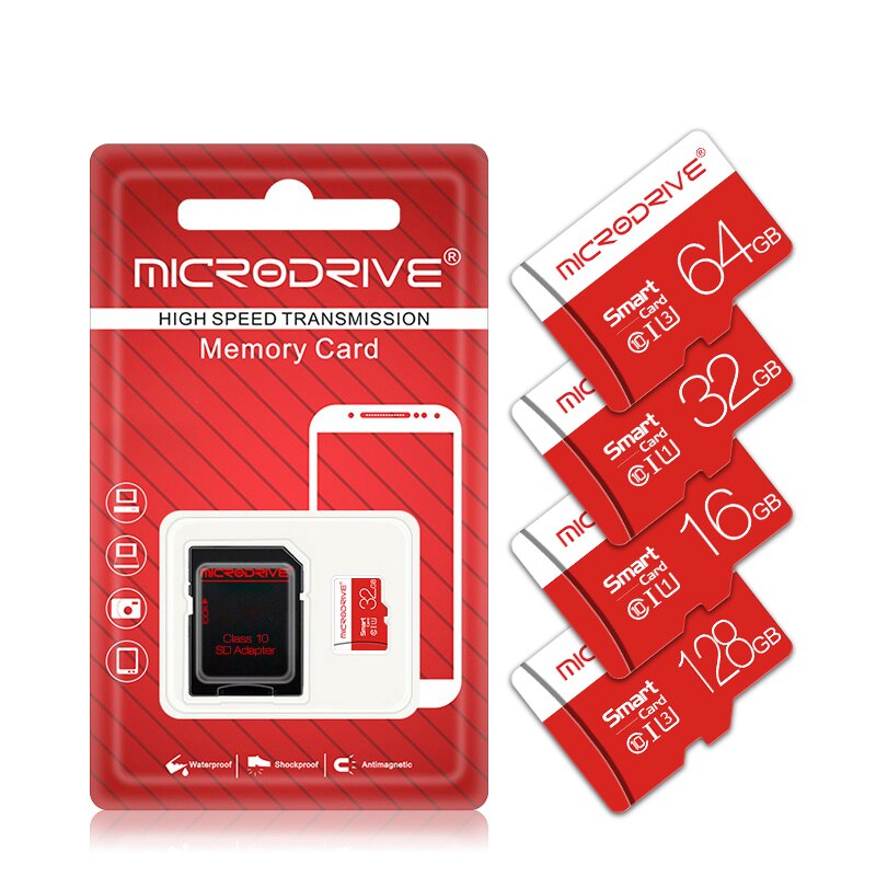 Micro sd-kort 128gb 64gb 32gb klasse 10 minnekort 16 gb 8gb høyhastighets cartao de memoria microsd / tf-kort + adapter