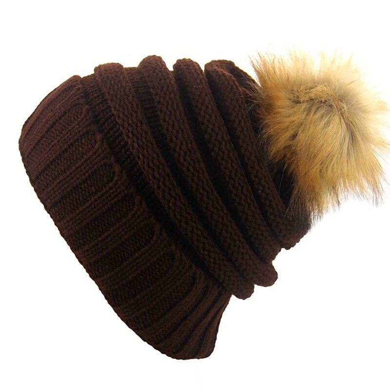 Winter Warm Female Fur hat Spring Hat For Women Girl 's Hat Knitted Beanies Cap Hat Thick Women Skullies Beanies