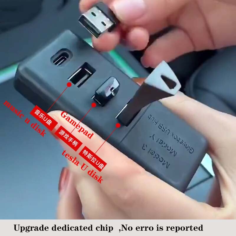 For Tesla Model 3 Model Y Glovebox USB Hub Ports Upgrade Splitter Hub Docking Station Sentry Model USB Spiliter Model3 Y 2022