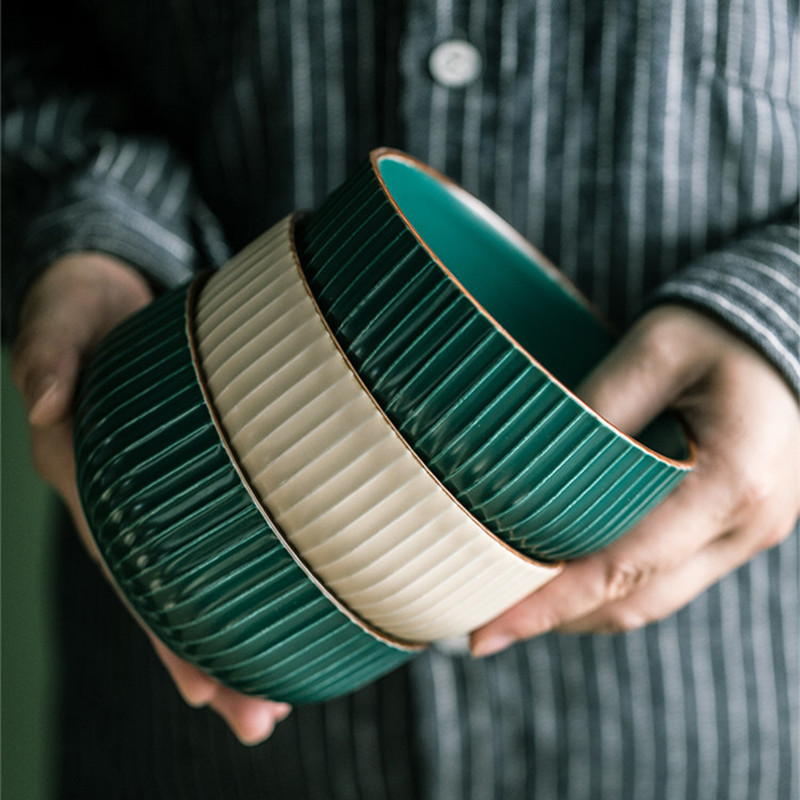 Green And Beige Matte Ceramic Steak Food Plate Nordic Style Tableware Bowl Ins Dinner Dish High End Porcelain Dinnerware