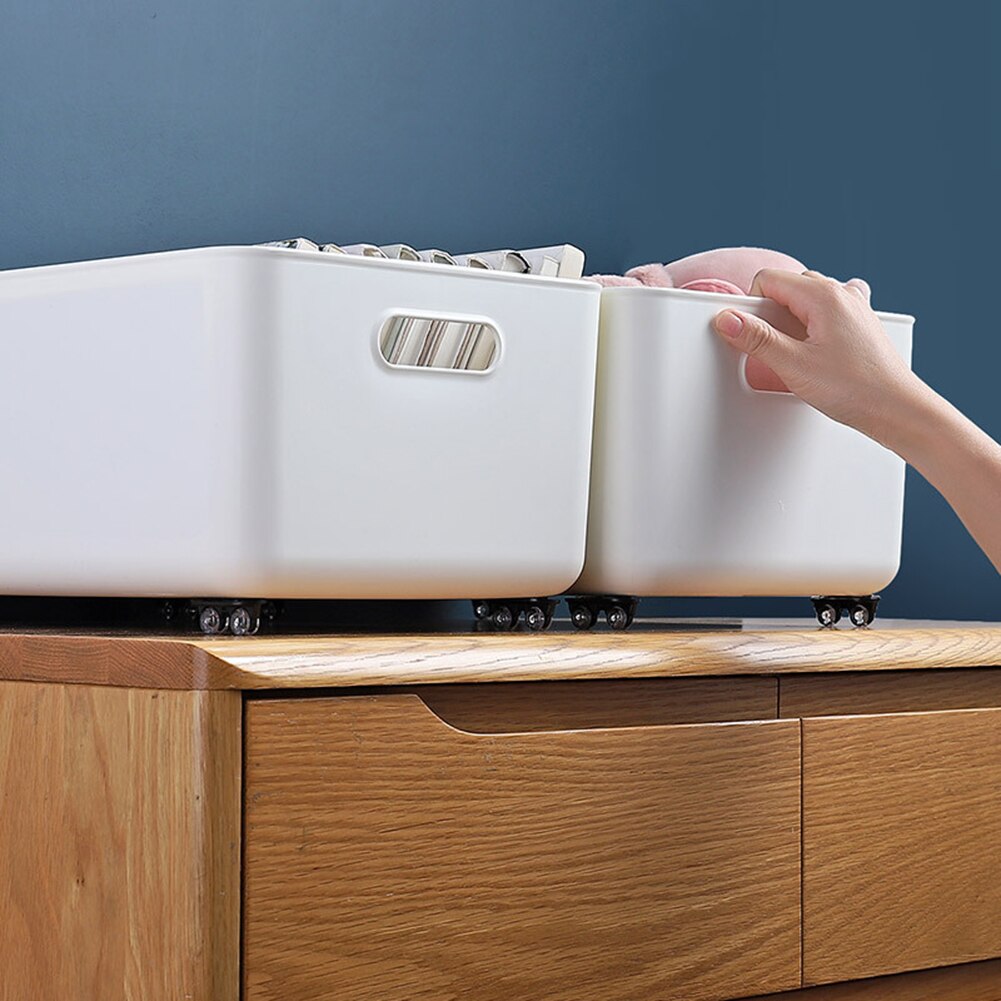 4pcs Storage Box Pulley Caster Self-Adhesive Unidirectional Furniture Wheel Home Silent Scratches Box Wheels Storage Box Casters