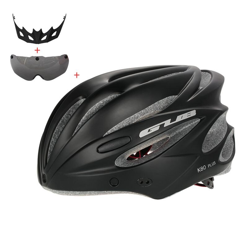 GUB Bicycle Helmet Bike Cycling Adult Adjustable Unisex Safety Helmet with Visor Len black