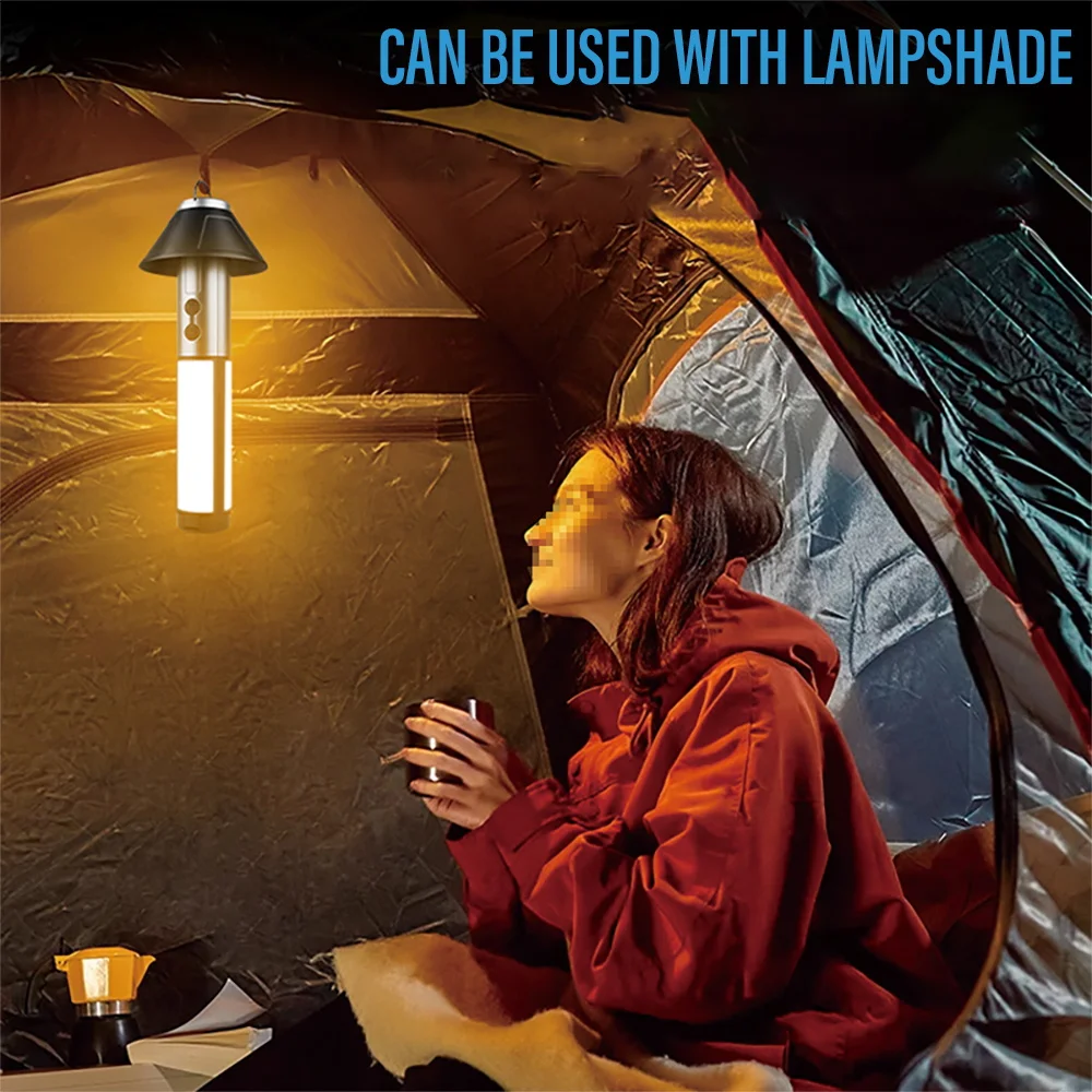Multi-functional Camping Light 2 in 1 USB Rechargeable Camping Lantern\Flashlight with Hook Outdoor Emergency Camping Lamp
