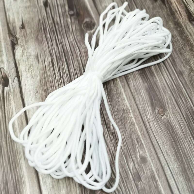 Banda elástica de colores para Costura de mascarillas, cordón elástico de Goma de 3mm, accesorios para manualidades: white / 20m