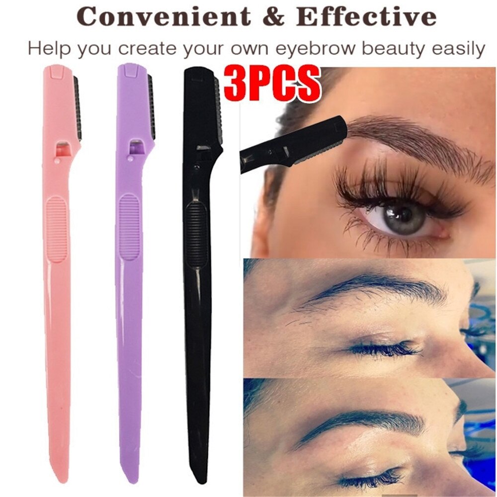 Portable Eyebrow Trimmer Hair Remover Set Eye Brow Shaver for Makeup Kit Stainless Steel Cutting Brow Shaver Cosmetics Tools