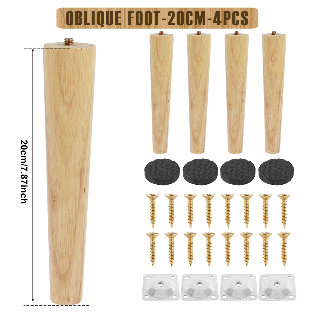 4/8 Stuks Houten Meubelpoten 8/15/20/25 Cm Schuine/Rechte Tafelvoeten Antislip Stoel Voeten Met Accessoire Beschermende Pad Voor Bank: Geborsteld Goud