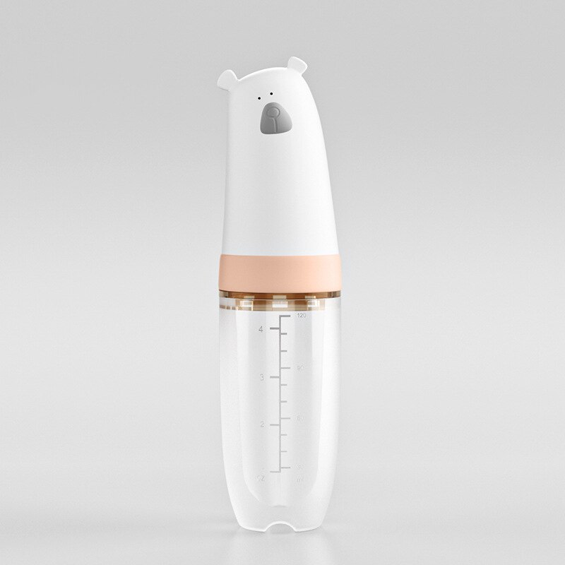 Miljøvenlig madkvalitet spædbarnsklemme dispensering babyflaske ske 120ml fodringsflaske med ske: Lyserød