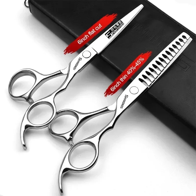 Cortapelos profesionales y auténticos, juego de corte de dientes planos, peluquería exclusiva con tijeras y cortapelos: Morado