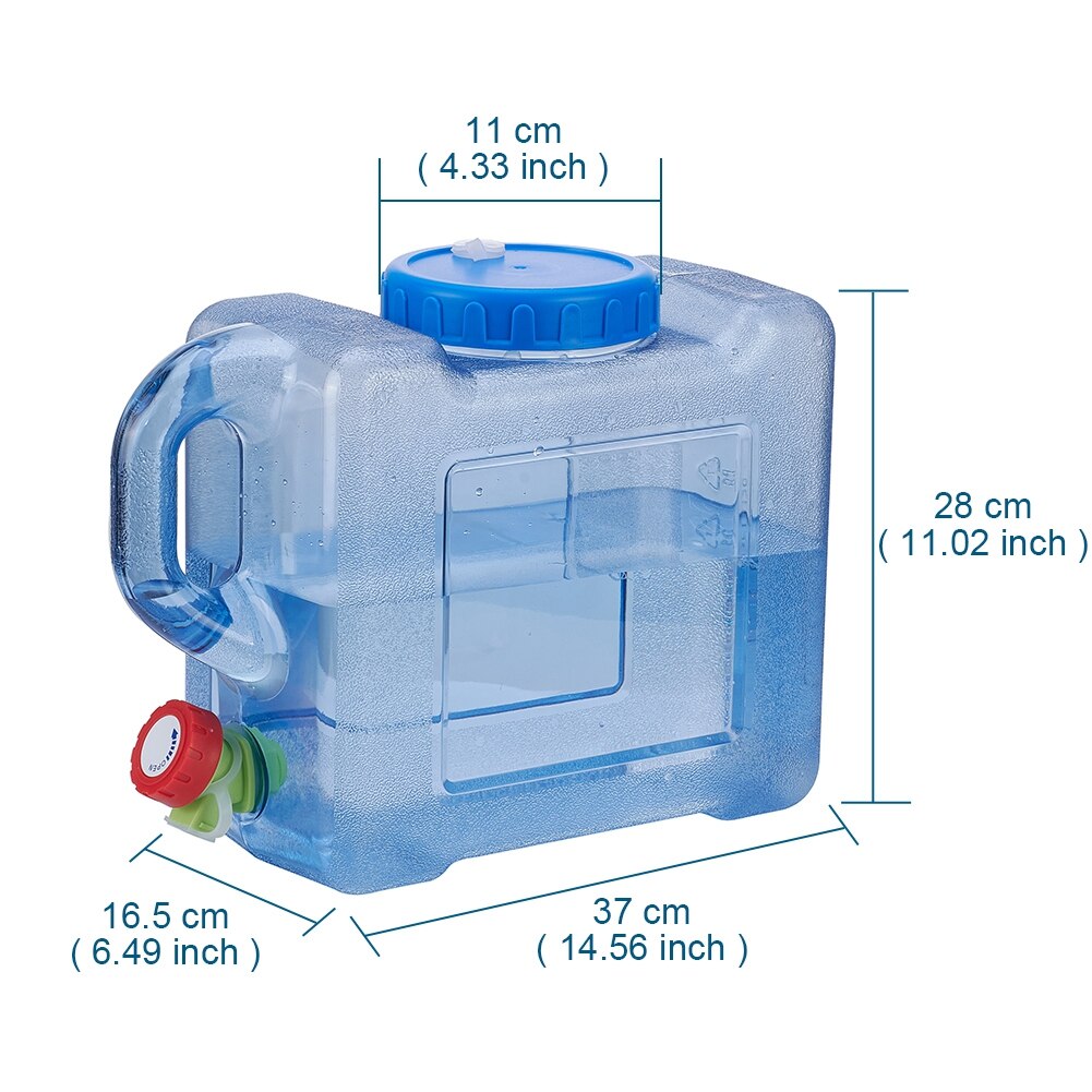 5L 12L Liter Food Grade Pc Water Container Auto Camping Jerry Kan Met Tap Draagbare Handvat: 12L