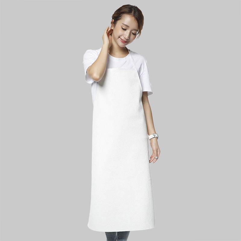 Waterproof Oil-proof Aprons Leather Bib Apron Labor Working Protective Clothing For Canteen Kitchen Restaurants Length 95cm: White