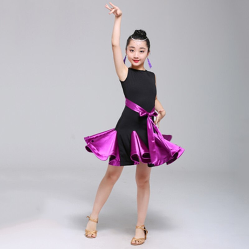 vestido de baile latino para niñas vestidos de baile de salón estándar sin mangas para niños ropa de salón de baile Salsa