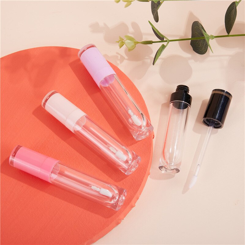 8ml plastik tykvæggede klar cylindrisk lipgloss tom tube kosmetisk pink lipgloss stick emballagebeholder