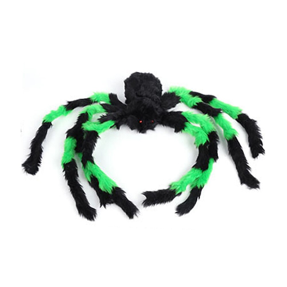 Verklighetstrogna halloween rekvisita plysch spindel leksaksimuleringsmaterial för fest 30cm läskiga spindlar 6 färger: Svartgrön