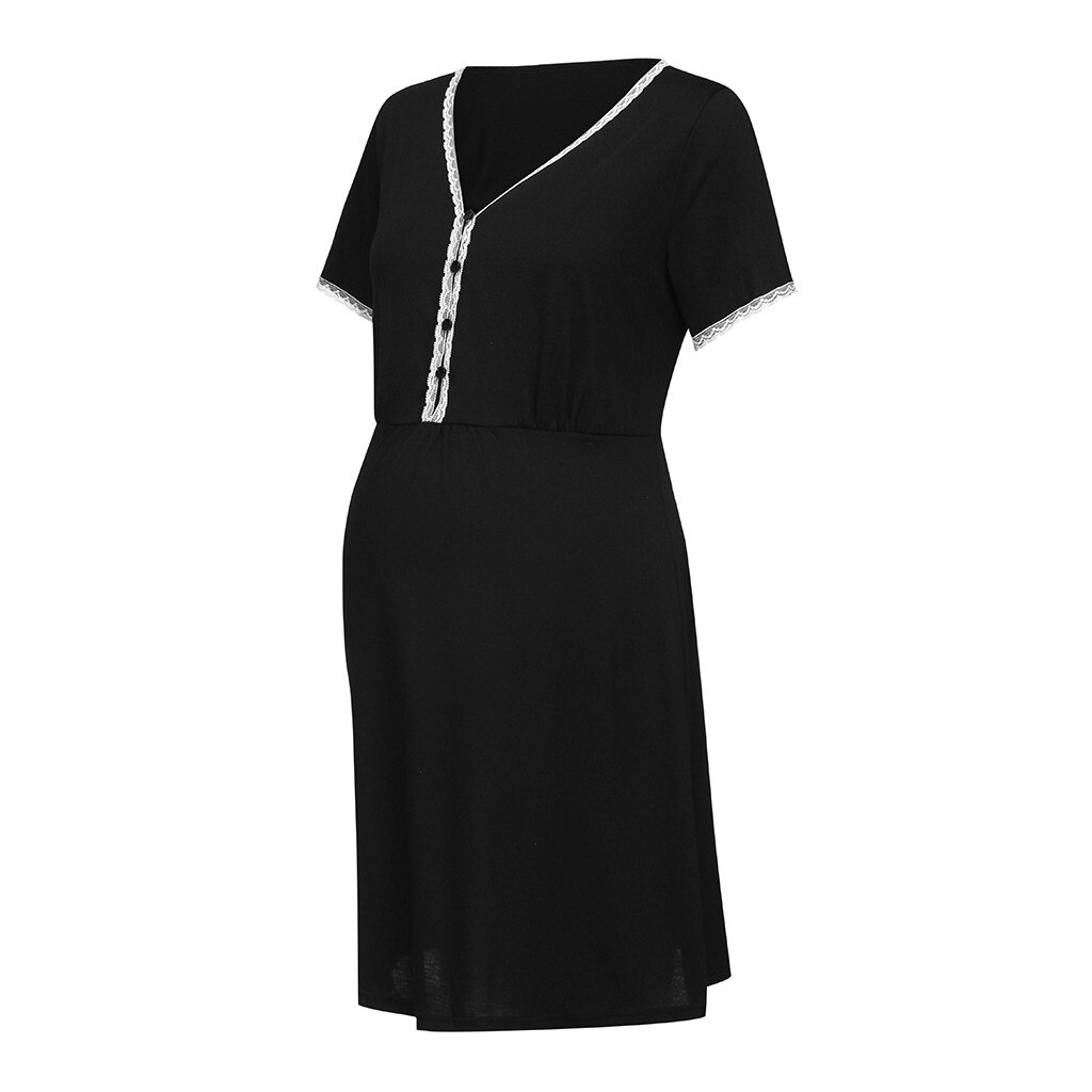 Schwangerschaft Patchwork Pflege Kleider Kleidung V-ausschnitt frauen Mutterschaft Kurzarm Kleid Stillen Nachthemden Kleidung