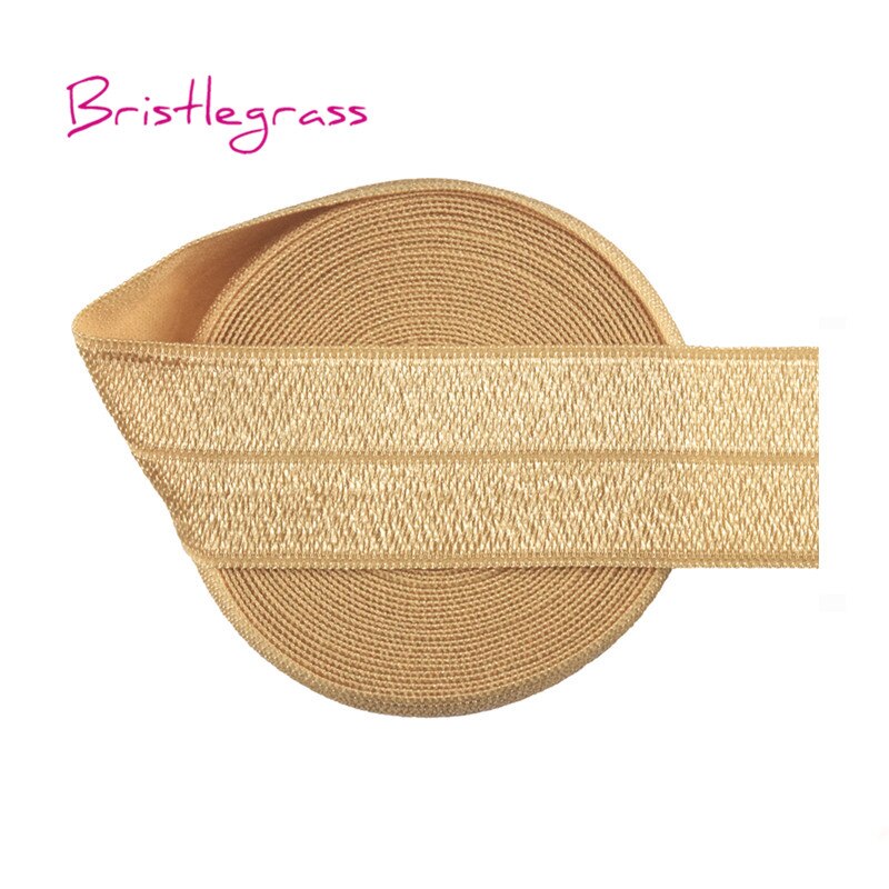 50 yardas 1 "25mm sólido brillante FOE doblar sobre Spandex elástico satinado bandas de la cinta del pelo, vestido de la corbata DIY costura: Old Gold
