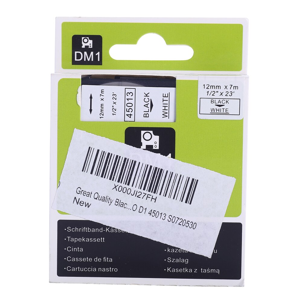 Great Black on White Label Tape Compatible for DYMO D1 45013 S0720530