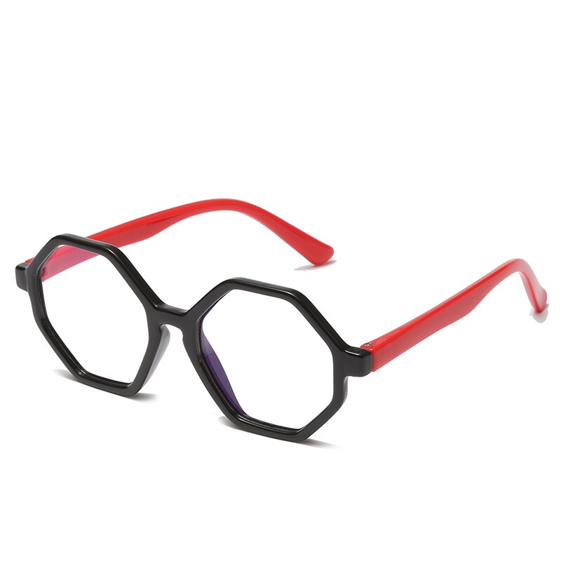 Sześciokątne okulary dla dzieci niebieskie światło okulary blokujące chłopcy dziewczęta komputerowe przezroczyste okulary dziecięce oprawki na okulary UV400: czarny czerwony