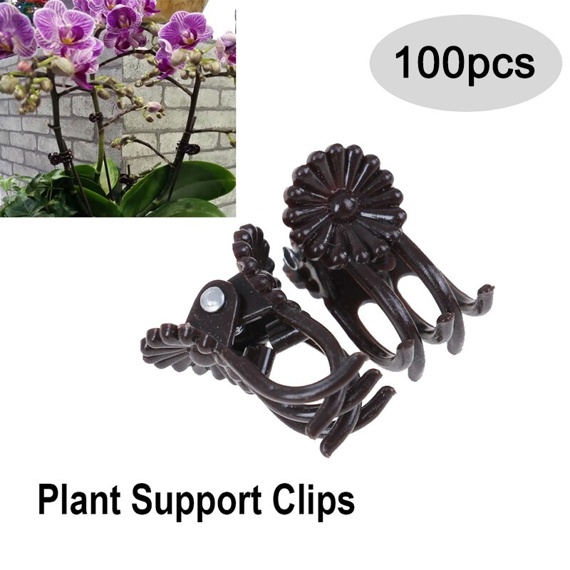 100pcs/lot Plant Support Clips Orchid Stem Clip For Vine Support Vegetables Flower Tied Bundle Branch Clamping Garden Tool