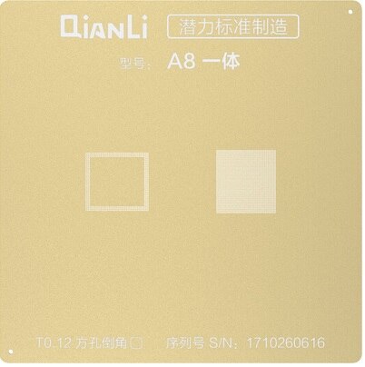 Plantilla de oro con agujero cuadrado para CPU de apple, plantilla universal de posicionamiento 3D: A8