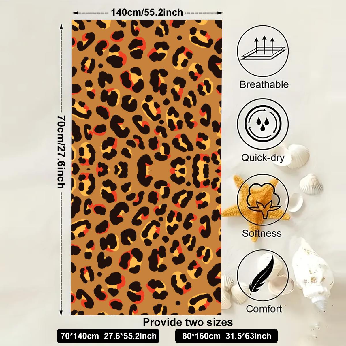 Toalha de praia tigre com estampa de leopardo, grande microfibra, ultra macia, secagem rápida, para natação, yoga, leve, viagem, acampamento