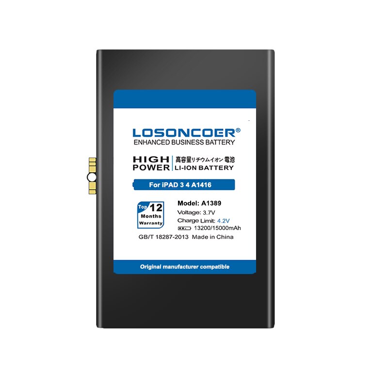 Losoncoer 13200Mah A1389 Batterij Voor Ipad 3 4 IPad3 Ipad 4 A1458 A1403 A1416 A1430 A1433 A1459 A1460 A1389 serie Laptop Batterij