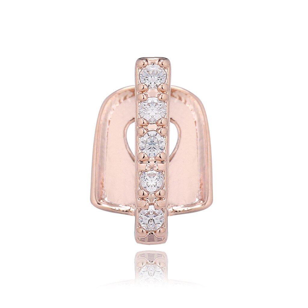 Hip Hop Gold Teeth Grillz Top Crystal Grills Dental Mouth Punk Teeth Caps Cosplay Party Tooth Rapper Funny Jewelry: Rose