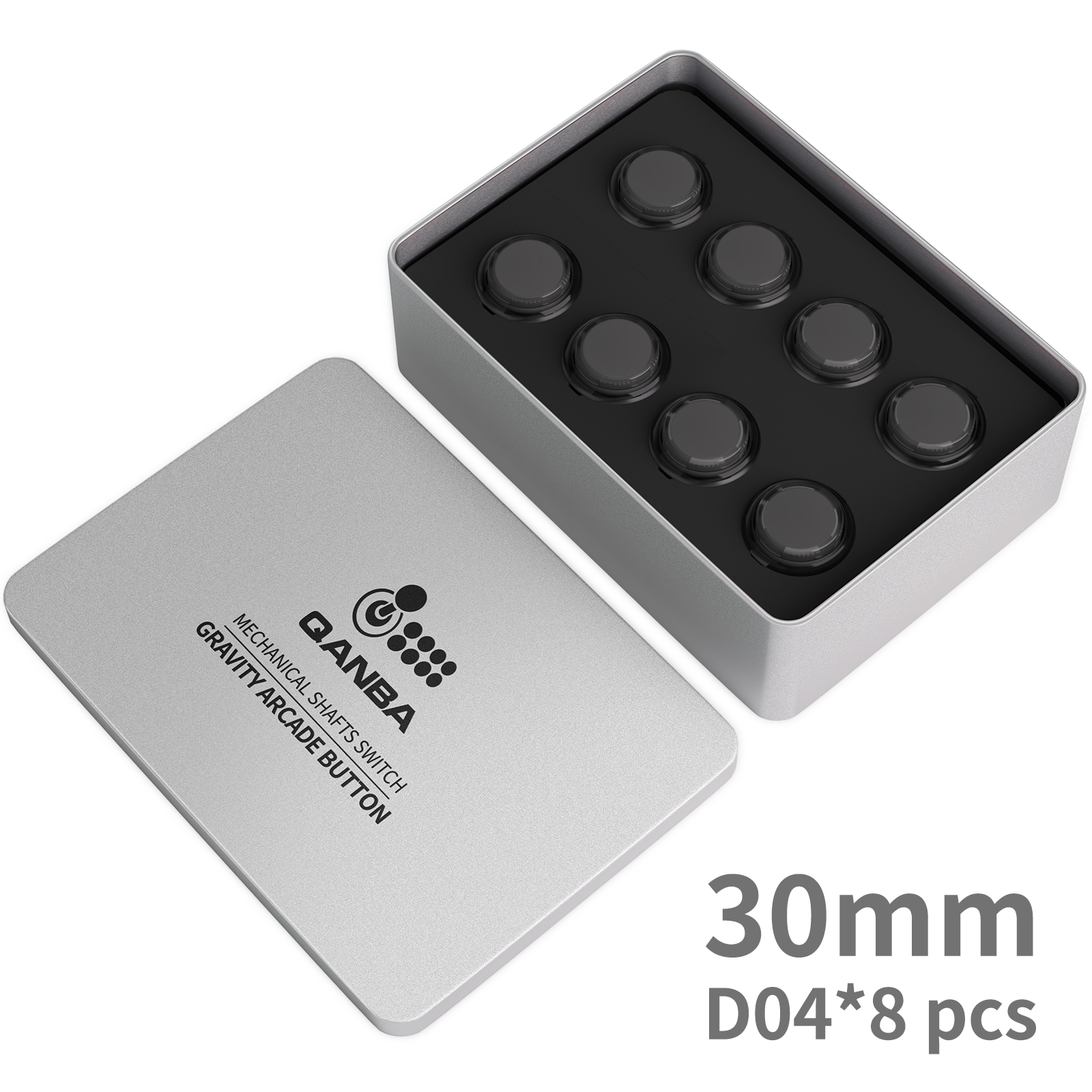 Qanba Gravity KS Mechanische Wellen Silent Pushbutton 24mm/30mm Arcade Button Snap-in (Boxed): Grey