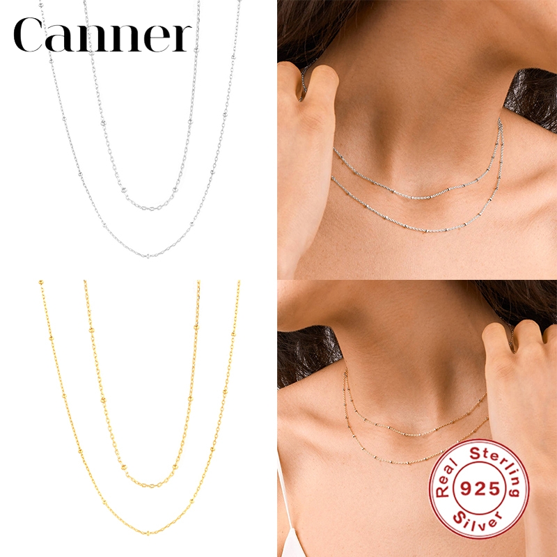 Inmaker 925 Sterling Zilveren Choker Kettingen Voor Vrouwen Eenvoudige 2.0Mm Kralen Sleutelbeen Ketting Kettingen Fine Sieraden Joyero Kraag W5