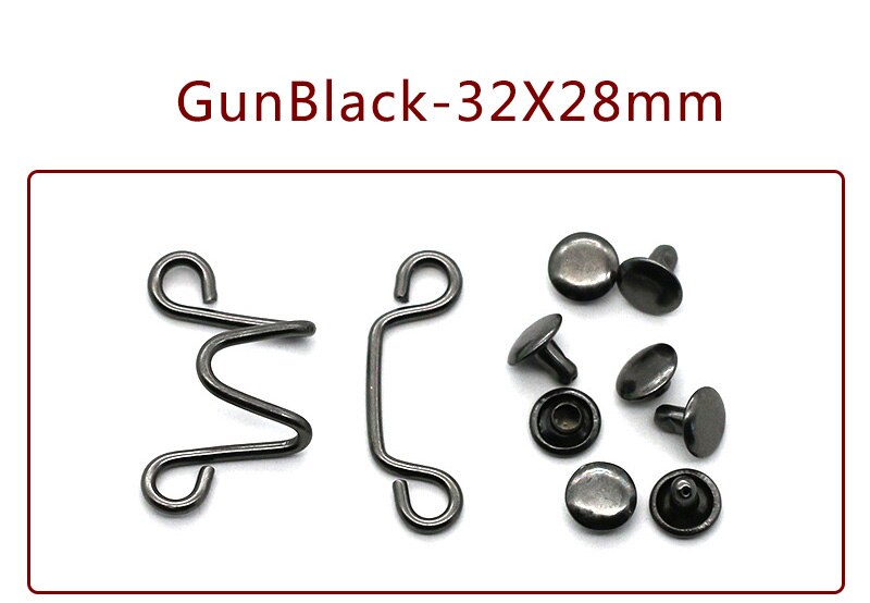 Meetee 30 sett 27 x 28/32 x 28mm metallplaggkroker jeans midjejusteringsspenne avtagbar nagleknapp gjør-selv usynlig justeringsknapp: Gunblack -32 x 28mm
