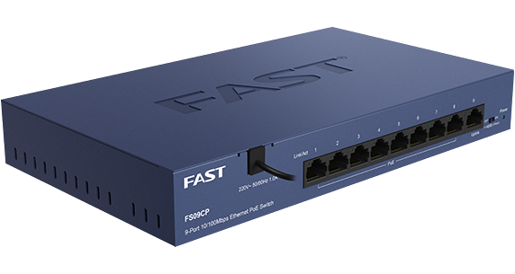 Fasat 9 Poorten 100M Poe Switch/83W FS09CP 83W/15.4W Netwerk Extension 802.3x Afstand 260M Mdi/Mdix Plug En Spelen Verschillende Stekkers