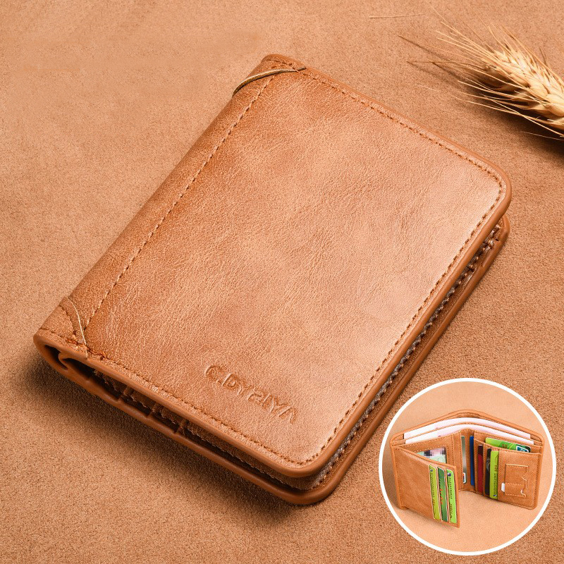 Men's wallet, wallet, integrated card bag, multifunctional vertical three fold leather wallet: Lavender