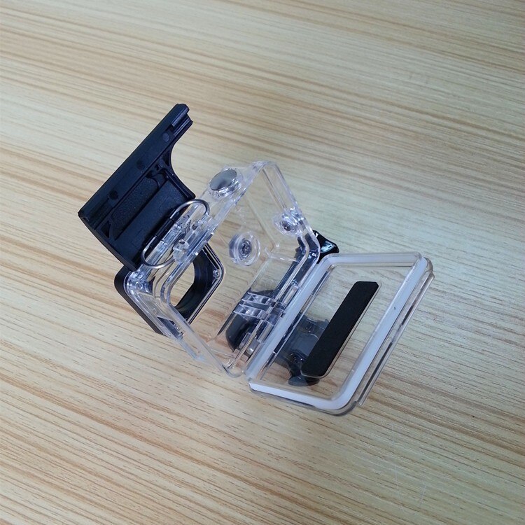 Carcasa protectora de esqueleto para GoPro Hero 3 + 4, apertura lateral y puerta trasera con agujero, cristal de lente, accesorios