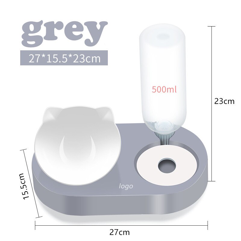 2-In-1 Kat Kom Water Dispenser Automatische Water Opslag Hond Kattenvoer Kom Voedsel Container Met waterer Pet Waterer Feeder: Gray Color