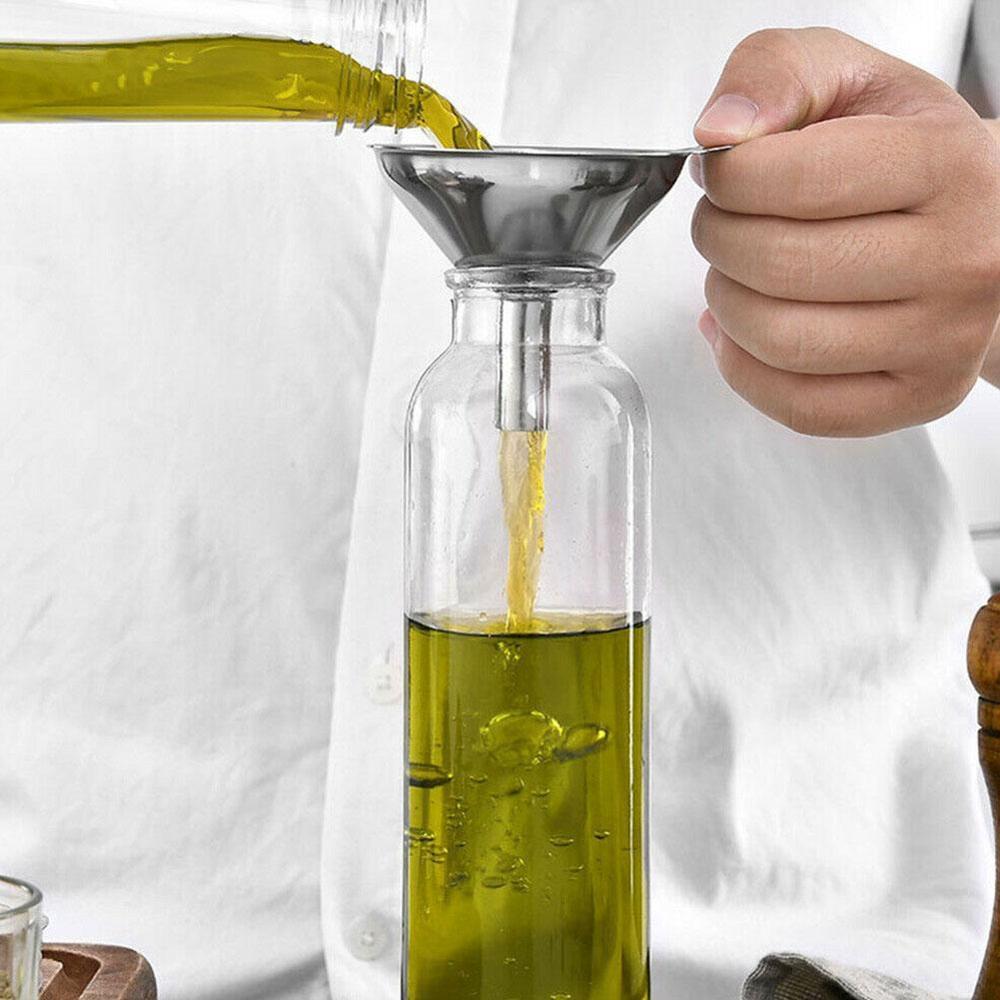 3 w 1 przenośny stalowy mini metalowy lejek zestaw lejek robić domu oddzielający lejek przyprawa robić oleju kuchennego akcesoria Q5R9