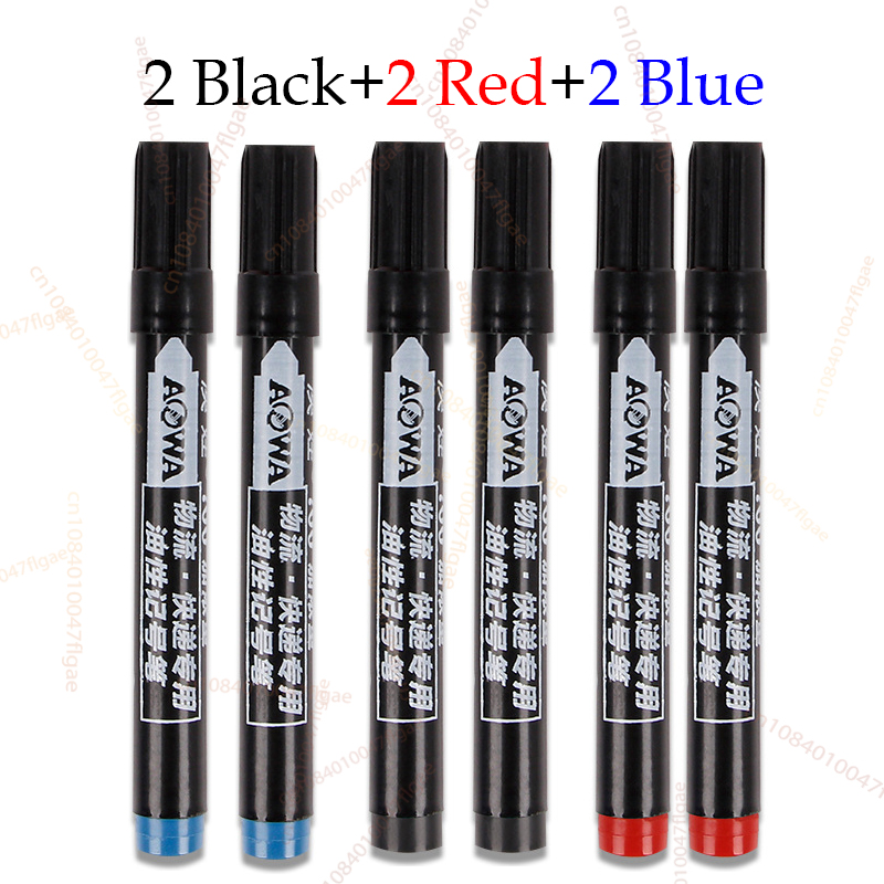 6 PCS Permanent Marker Pen Manga Drawing Markers Black Blue Red Waterproof Ink Sketch Pens Stationery Art School Supplies: Burgundy