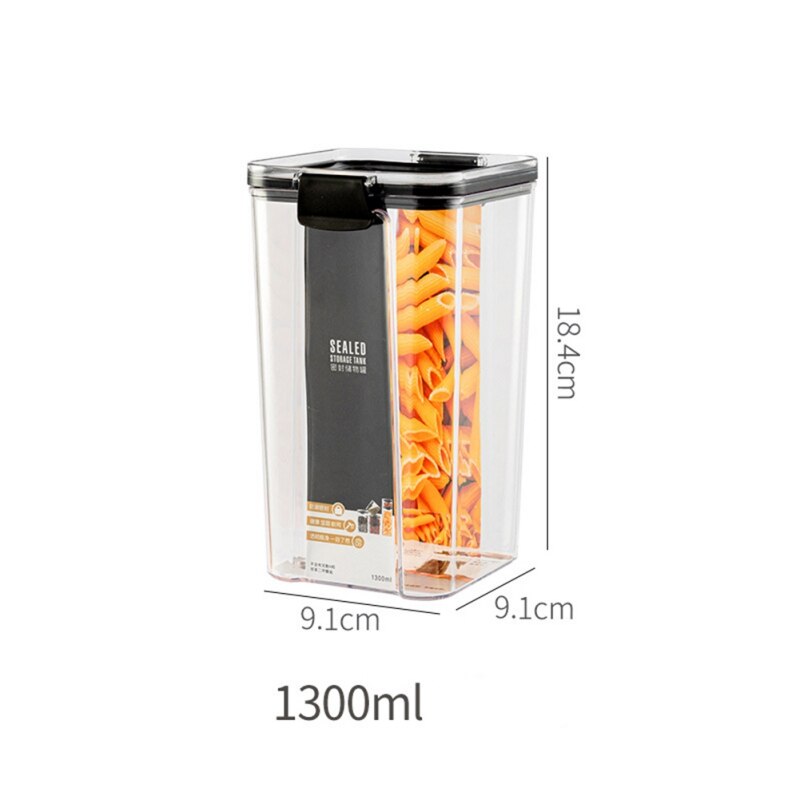 Plastic Candy Box Kitchen Food Storage Container Box Fruit Basket Square Transparent Sealed Fresh Grain Tank 1pc: 1300ML