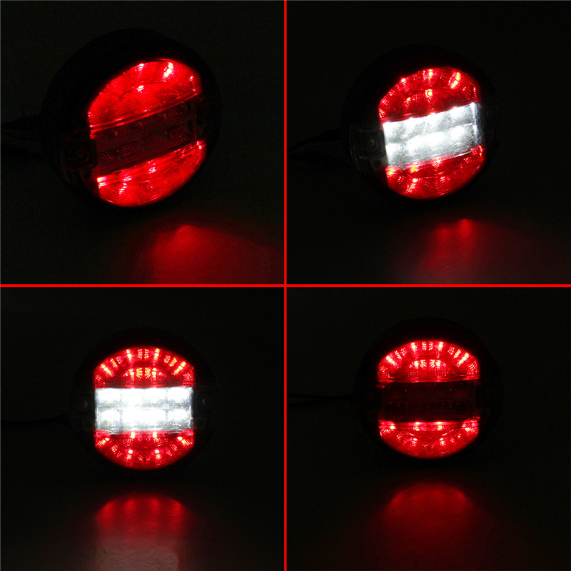 2x 5.5inch Emark 140mm 20 LED Trailer Truck Stop Tail Lights Amber Turn Signal Round Lamp Caravan Lorry Van Rear Light 24v