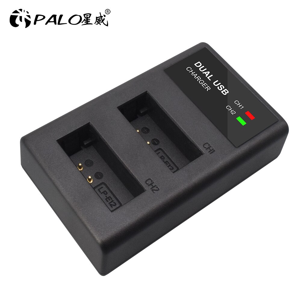 PALO – chargeur de batterie à double fentes, USB LP-E12, pour appareil photo Canon LP-E12, LP E12 LPE12: Default Title