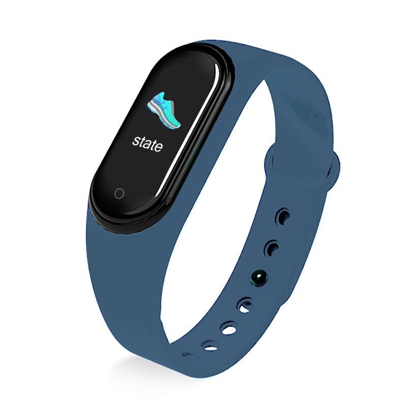 M5 Waterdichte Smart Armband Bluetooth Call Music Play Fitness Tracker Smart Horloge Monitor Smart Band Stappenteller Smart Polsband: Blue-M5