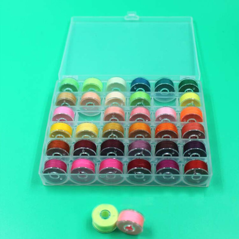 Transparent bobbin box with thread 36 cells bobbin 36 color high sewing thread boxed bobbin