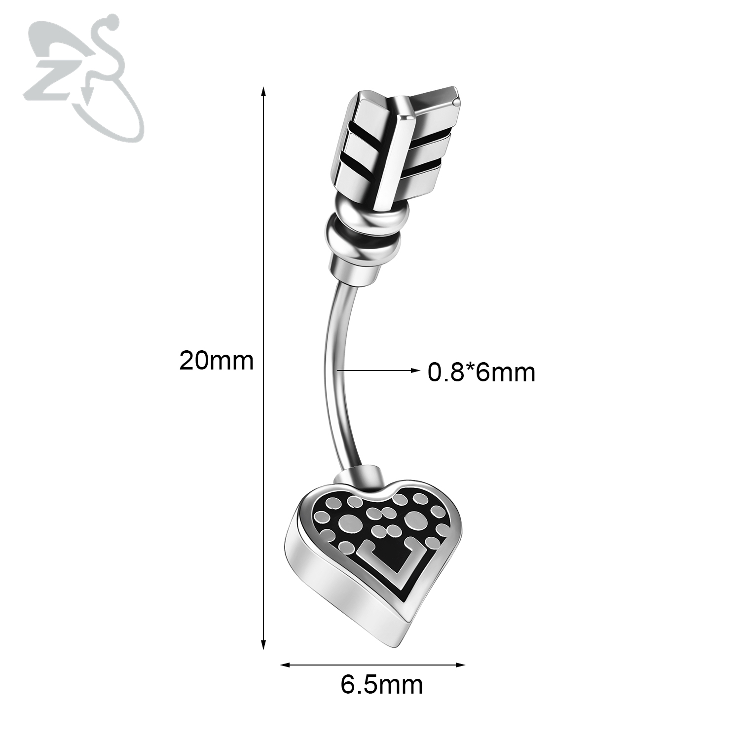 ZS 1 Piece 16G/20G Stainelss Steel Eyebrow Piercing Men Punk Rock Curved Eyebrows Ring Cross Spike Lip Belly Piercings Jewelry: Black Zinc Plated