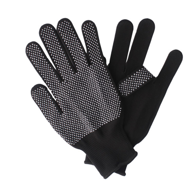 12 par rękawice robocze antypoślizgowe oddychające nylonowe ochronne z powłoką palmową kropka mężczyźni kobiety ochraniacz na dłoń rękawice robocze: PVC1350-czarny