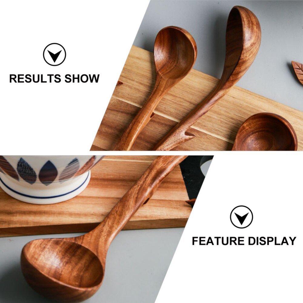 Houten Lepels, 10 Stuks Houten Soeplepel Set, Lange Steel Natuurlijke Houten Tafellepels Voor Het Eten Mengen Roeren Koken 73 Inch