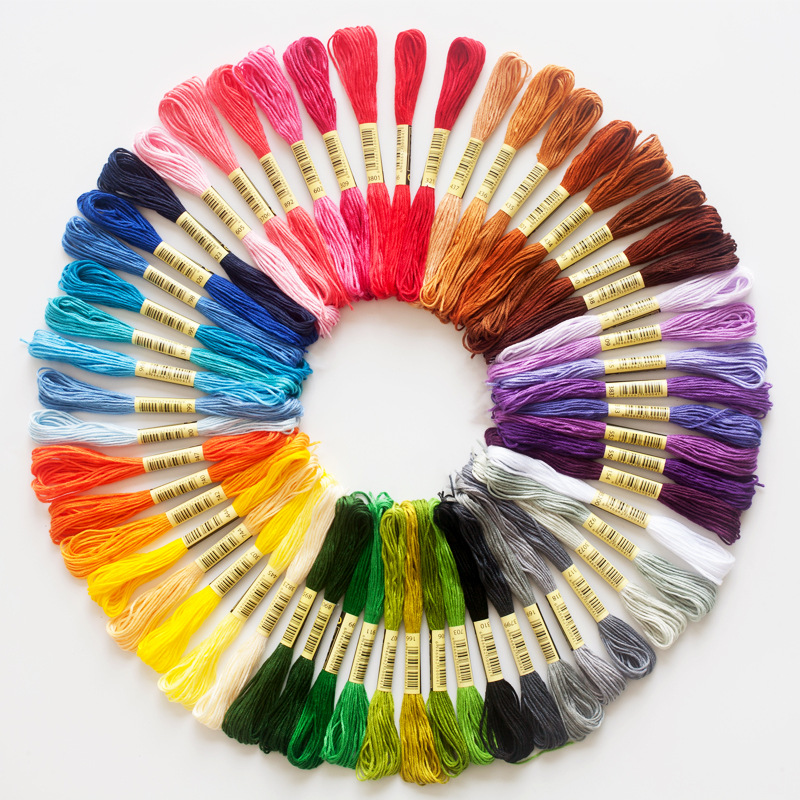 Hilo de punto de cruz de algodón, madejas de costura, manualidades, Color degradado, 8 estilos únicos