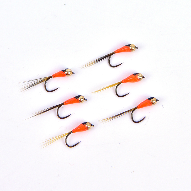 Gancho de tungsteno perdigón Ninfa, abalorios pequeños, mosca arcoíris, trucha marrón, trucha gris, pesca, hundimiento rápido, 6 uds.: OR