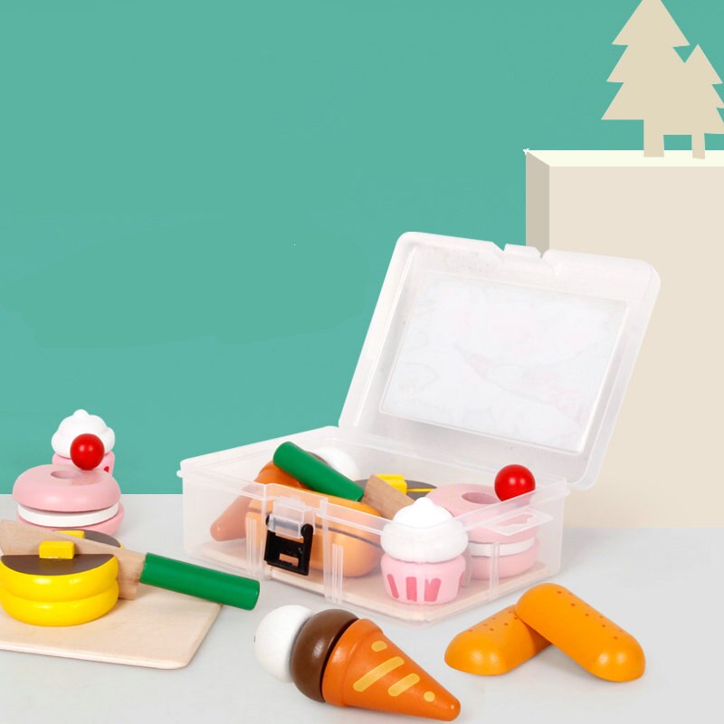 Keuken Set Voor Kinderen Simulatie Dessert Snijden Keuken Speelgoed Kinderen Houten Miniatuur Nep Houten Voedsel