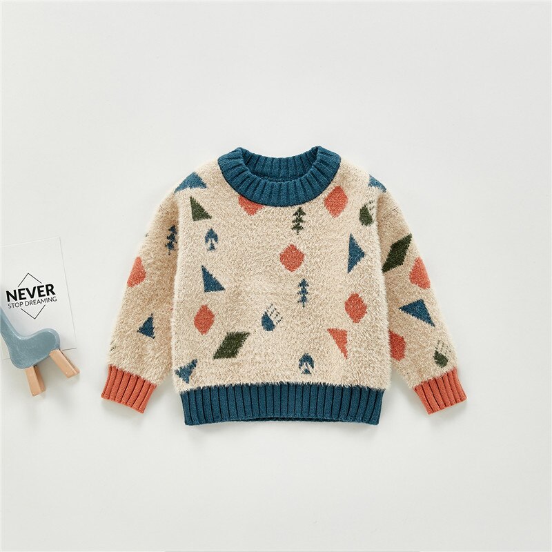 Bébé tricoté veste usure motif géométrique garçons/filles chandails automne/hiver imitation vison laine pull western-style pull