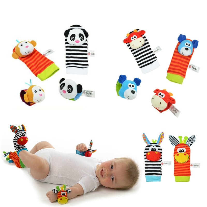 1pc baby socken Spielzeug Tier Socken Handgelenk Strap Mit Rassel Baby Fuß Socken Bug Handgelenk Band Baby Spielzeug Baby rasseln